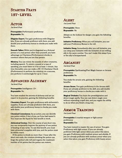 My Campaign's Player feats [Inspired by OneDnD, Project Black Flag, and ...
