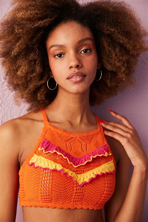 Çok Renkli Pia Halter Yaka Triko Bikini Üstü PLZ WDSQ IY MIX Çok