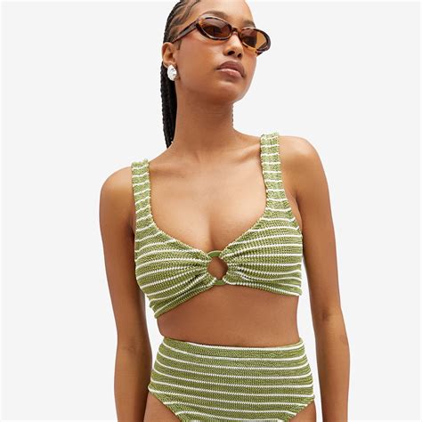 Hunza G Nadine Bikini Metallic Moss White END HK