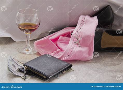 Love For Money Is Prostitution Crumpled Bed Underwear And Money As Payment For Sex Stockfoto