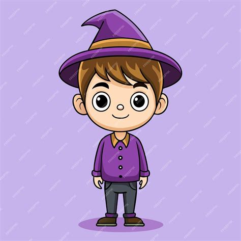premium vector cute boy witch character cartoon vector image