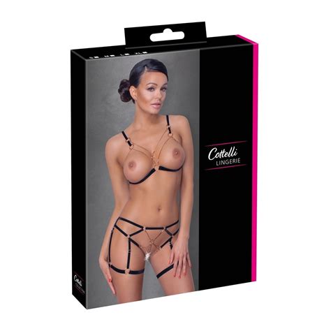 Completo Intimo Sexy Aperto Con Catene Oro Rosa Lingerie Sexy Donna