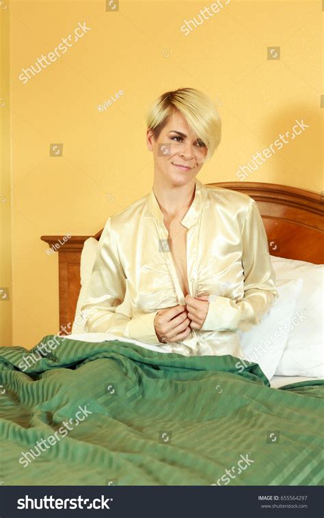 Sexy Blonde Woman Bed Waking Yellow Stock Photo Shutterstock
