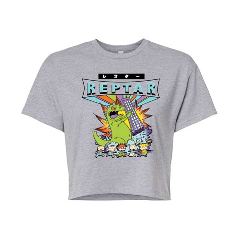 Rugrats Reptar Wretch Juniors Cropped Cotton Blend T Shirt