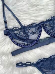 Conjunto Lingerie Sexy Gringa Suti Meia Ta A Aro E Calcinha Regul Vel De Renda Shein Brasil