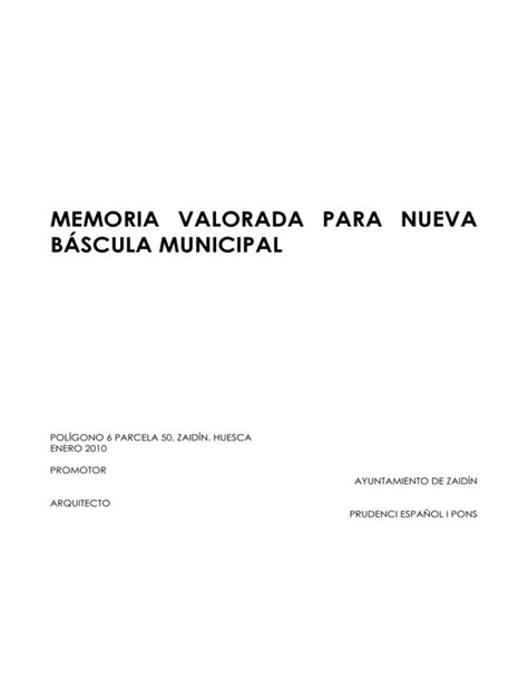 Memoria Valorada Para Nueva B Scula Municipal