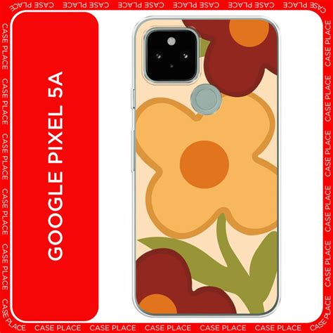 Силиконовый чехол на Google Pixel 5A / Гугл Пиксель 5А Рыжие цветы ...