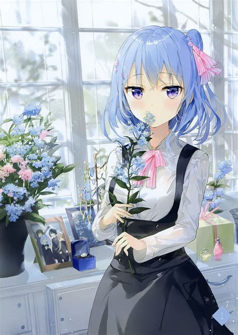 anime girl with blue hair 7