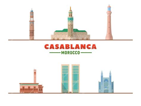 Casablanca Maroc City Landmarks Vector Illustration Voyage D'affaires