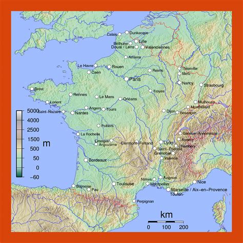 Physical map of France | Maps of France | Maps of Europe | GIF map