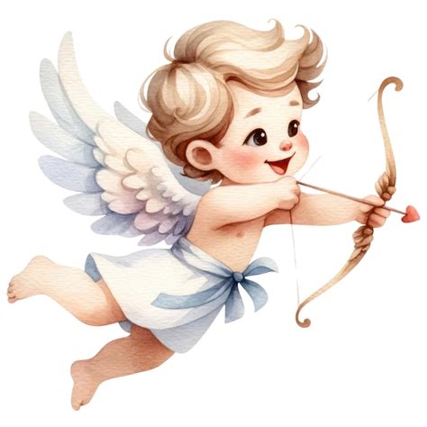 Ilustraci N De Im Genes Predise Adas De Acuarela De Cupido Lindo D A De