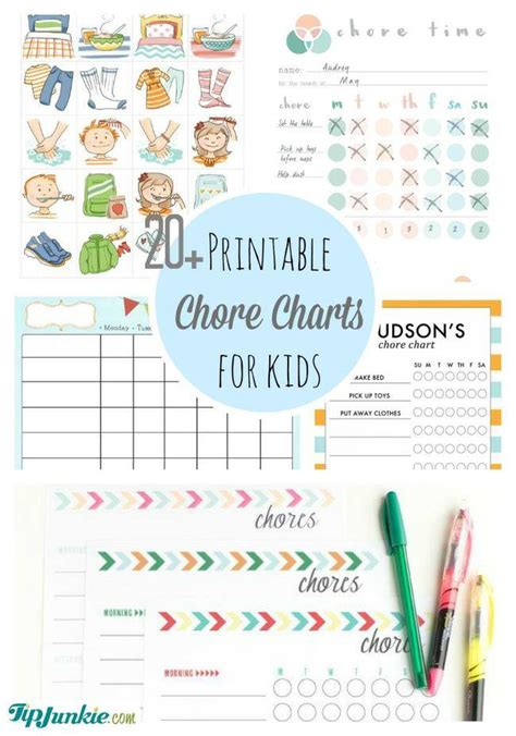 20 Chore Charts For Kids Printables Tip Junkie