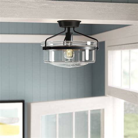 ブランド Semi Flush Mount Ceiling Light Farmhouse Black Pendant Light