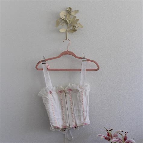 Tie Up Corset White With Cute Pink Detailings Depop