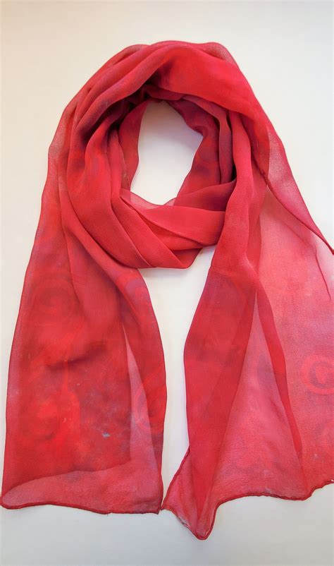 Chiffon Red Scarf Batik - Etsy Canada | Red scarves, Batik, How to dye