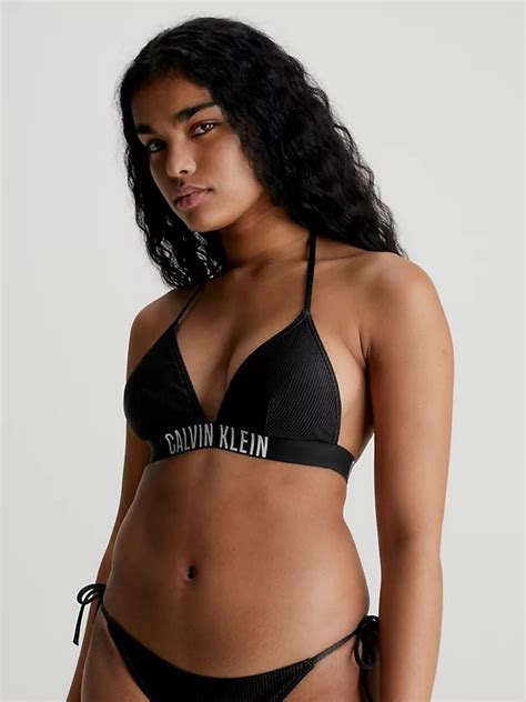 Μαγιό τρίγωνο Calvin Klein Μαύρο Τοπ Bikini Σταθερό cup