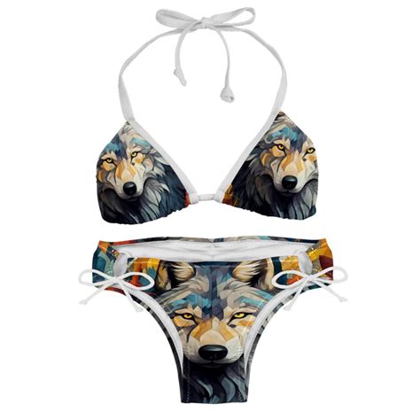 Wolf Adjustable Strap Bikini Set With Detachable Sponge Two Pack Ideal For All Swim Suit