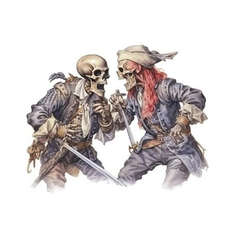 Premium AI Image | pirates fighting with swords and skulls in a