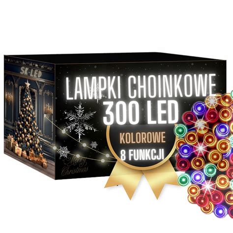 Lampki CHOINKOWE 300 LED ŚWIĄTECZNE KOLOROWE ZEWNĘTRZNE WEWNĘTRZNE