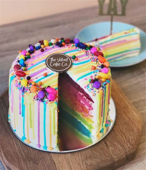 Naked Rainbow Cake The Velvet Cake Co Cake Drip Cakes Colorful Cakes