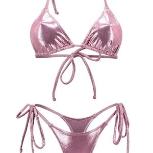 Joy Bikini Set Metallic Rose Etsy