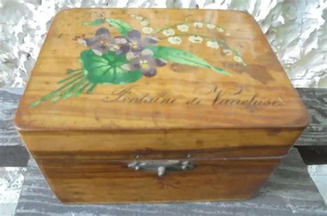 Ancienne Boite En Bois Coffret Bijoux Souvenir Fontaine De Vaucluse