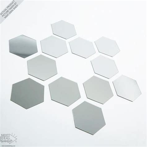 12 Pcs Hexagonal Shape Self Adhesive Mirror Stickers Diy Your Home