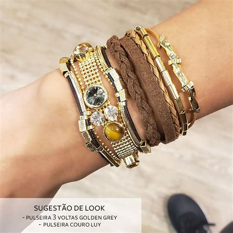 Pulseira Luy Marrom Dourado Grace Almeida Bijoias Design Autoral