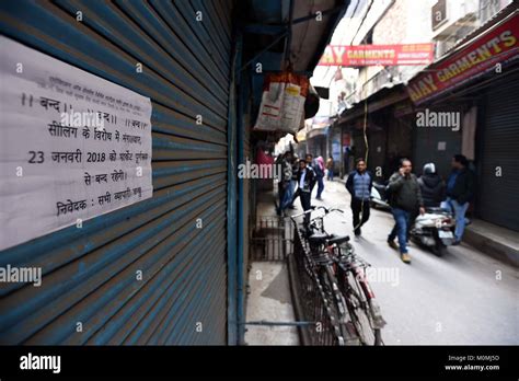 New Delhi India 23rd Jan 2018 Markets Across The City Remain Closed