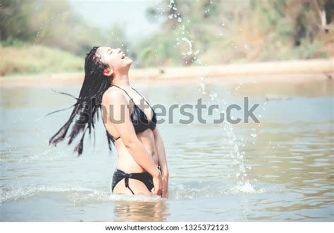 Sexy Bikini Woman River Waterfall Stock Photo 1325372123 Shutterstock