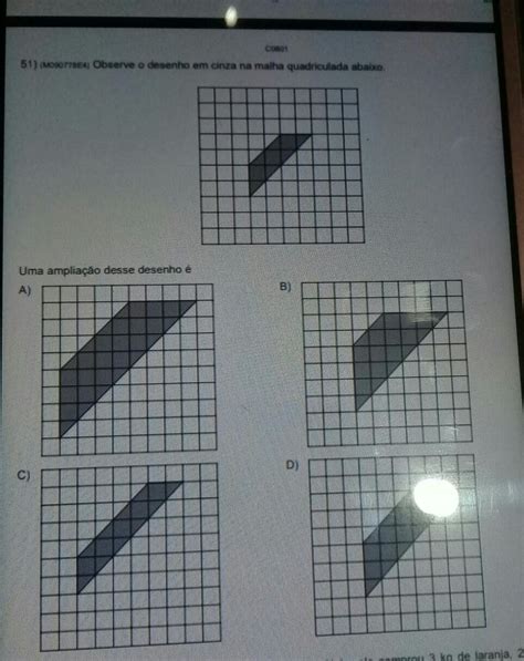 Observe O Desenho Em Cinza Representado Na Malha Quadriculada Abaixo