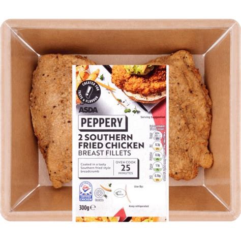 Asda 2 Peppery Southern Fried Chicken Breast Fillets 300g Compare