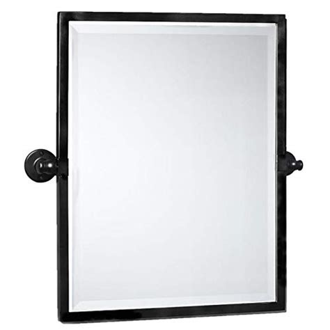 Tehome Black Metal Framed Pivot Rectangle Bathroom Mirror Tilting