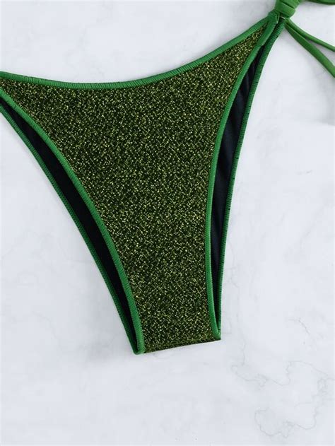 Shein Icon Glitter Halter Micro Triangle Bikini Swimsuit Shein Uk