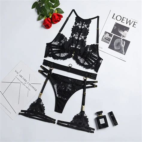 Billionm 3 Pieces Sensual Lingerie Pussy Panties Set Sexy Underwear For Whore Transparent Bra