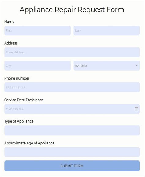Free Furniture Repair Request Form Template Formbuilder