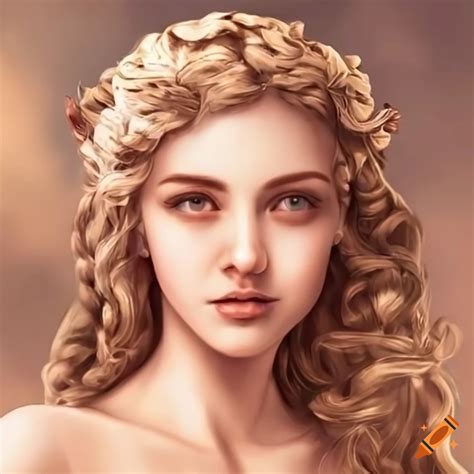 Young Beautiful Aphrodite Smiling With Hazel Eyes On Craiyon