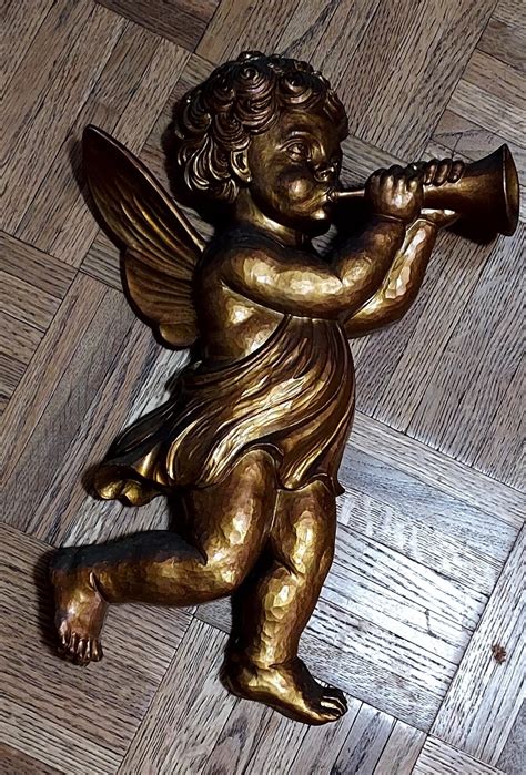 Vintage 1960's Bronze Cherub Angels Wall Plaques, Mid-Century Decor ...