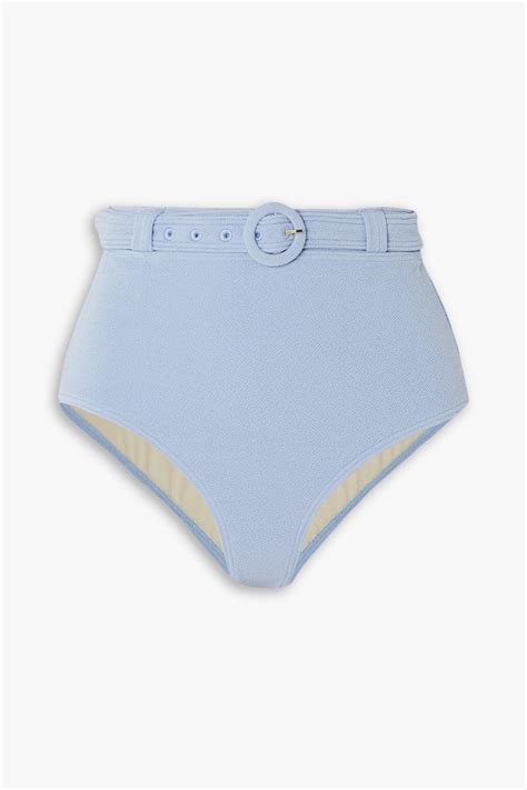 Peony Swimwear Belted Stretch Crepe High Rise Bikini Briefs The Outnet
