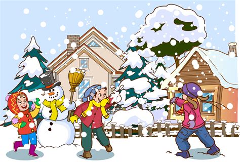 kids play    winter season cartoon style vector background