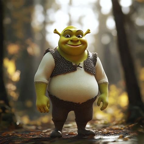 Cute Shrek Smile Isometric Studio Light Full Body In Forest Premium