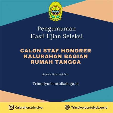 Pengumuman Hasil Ujian Seleksi Staf Honorer Kalurahan Bagian Rumah