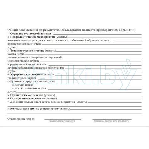Ортодонтическая карта пациента