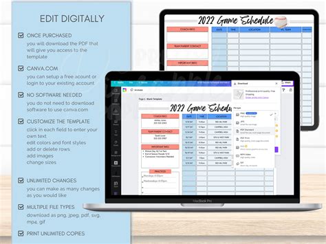 Editable Baseball Game Schedule Template Instant Download to Organize ...