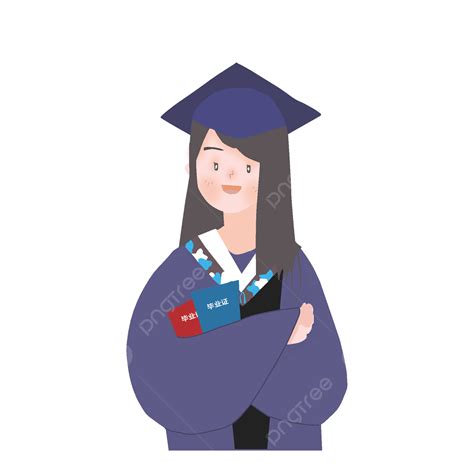 Gambar Gadis Lukis Tangan Kartun Lulus Wisuda Musim Kelulusan Pemuda Png Dan Vektor Dengan