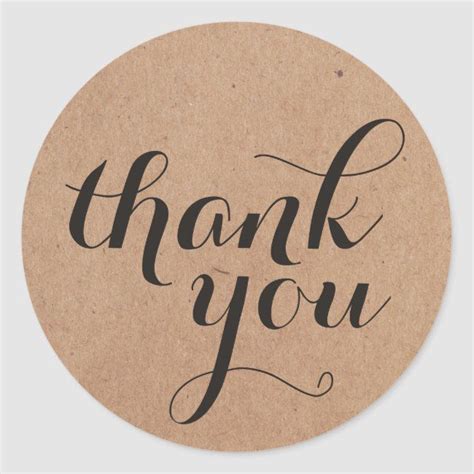 Simple Cool Black Kraft Paper Thank You Classic Round Sticker