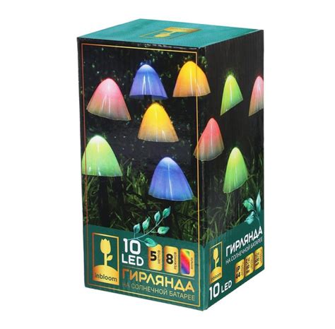 Гирлянда на солнечных батареях 10LED 3м грибы ПВХ INBLOOM 185-076 ...