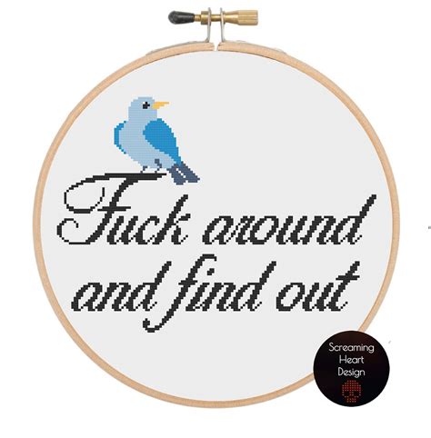 Fuck Around And Find Out Cross Stitch Pattern ScreamingHeartDesign
