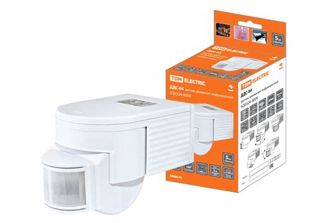 Датчик движения настенный ДДС-04 1100Вт, 5-480с, 12м, 5+Лк, 180гр, IP44 ...