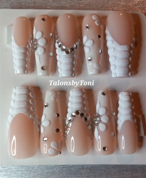 Ombre Nude And White Long Coffin Size Large All Sizes Are Available Etsy